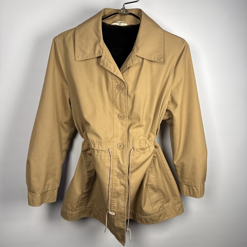 Vintage Herman Kay Khaki Sherpa Chore Work Coat Medium